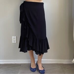 Black Coquette Frill Midi Skirt